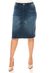 SG-79124X Indigo Wash middle length skirt