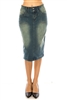 SG-79132 Vintage Wash calf length skirt