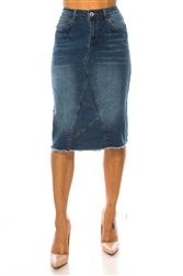 SG-79138 Indigo Wash middle length skirt