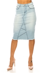 SG-79138 Lt.Indigo Wash middle length skirt
