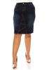 SG-79138X Dk.Indigo Wash middle length skirt