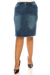 SG-79138X Indigo Wash middle length skirt