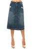 SG-79144 Indigo Wash calf length skirt