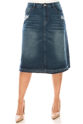 SG-79144X Indigo Wash Calf length skirt