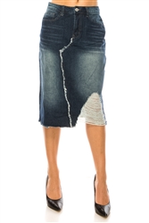 SG-79150 Dk.Indigo Wash calf length skirt