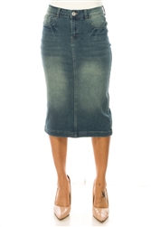 SG-79152 Vintage Wash calf length skirt