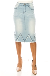 SG-79167 Lt.Indigo Wash middle length skirt