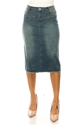 SG-79181 Vintage Wash middle length skirt
