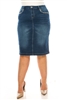 SG-79196X Indigo Wash calf length skirt