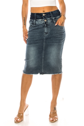 SG-79217 Dark Wash middle length skirt