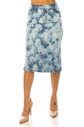 SG-79228B Clour Wash calf length skirt
