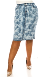 SG-79228XB  Cloud Wash Calf length skirt