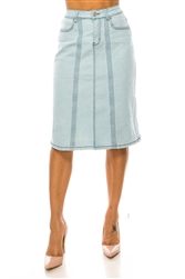 SG-79270 Lt.Indigo middle length skirt