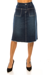 SG-79272 Dk.Indigo Wash middle length skirt