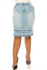 SG-79274X Lt.Indigo Wash middle length skirt