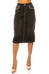 SG-79287 Black Wash calf length skirt
