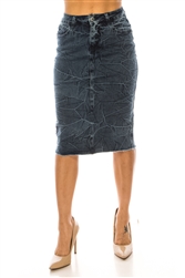 SG-79317A Tied Wash Dark middle length skirt