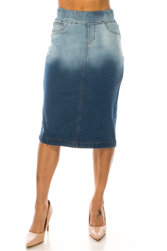 SG-79375 Shade Washed middle length skirt