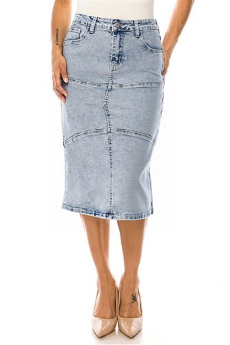 SG-79432 Snow Wash calf length skirt