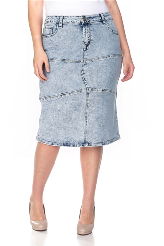 SG-79432X Snow Wash calf length skirt