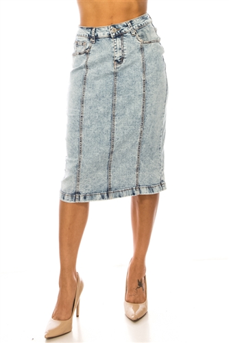 SG-79459 Snow Wash calf length skirt