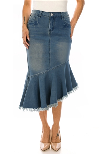 SG-79476 Vintage Wash midi length skirt