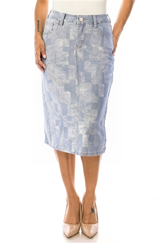 SG-79720 Geometric Light calf length skirt