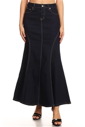 SG-87224A Dk.Indigo long skirt