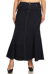 SG-87224X Dk.Indigo long skirt