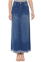 SG-87370C Indigo Wash long skirt