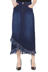 SG-87471 DK.Indigo Wash long skirt