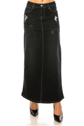 SG-87881B Black Wash long skirt