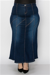 SG-87954X Dk.Indigo Wash long skirt