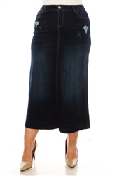 SG-87969XA Dk.Indigo Wash long skirt