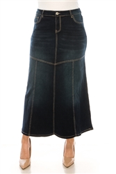 SG-87984X Dk.Indigo Wash long skirt