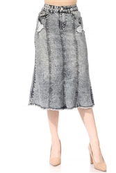 SG-87985 Snow Wash calf length skirt