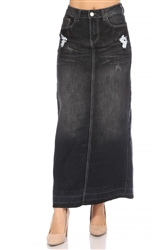 SG-87995 Black Wash long skirt