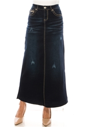 SG-88009A Dk.Indigo Wash long skirt