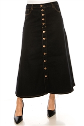SG-88013X Black Denim long skirt