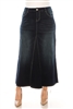 SG-88017X Dk.Indigo Wash long skirt