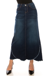 SG-88037A Dk.Indigo Wash long skirt