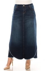 SG-88037XA Dk.Indigo Wash long skirt