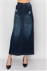 SG-89009 Dk.Indigo Wash long skirt