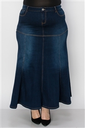 SG-89063X Dk.Indigo Wash long skirt