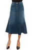 SG-89067 Indigo Wash calf length skirt