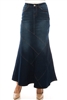 SG-89075 Dk.Indigo Wash long skirt