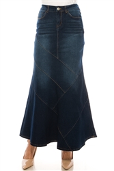 SG-89075 Dk.Indigo Wash long skirt