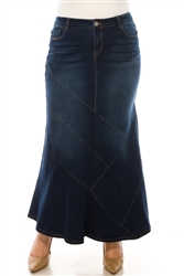 SG-89075X Dk.Indigo Wash long skirt
