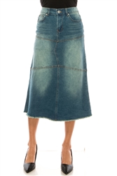 SG-89085 Vintage Wash calf length skirt