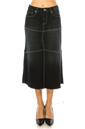 SG-89085A Black Wash calf length skirt